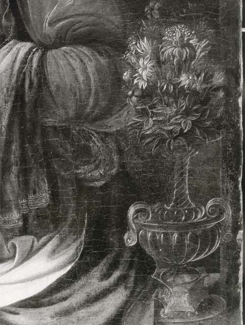 Bayerische Staatsgemäldesammlungen Fotothek — Leonardo da Vinci - sec. XV - Madonna del garofano: vaso di fiori — particolare